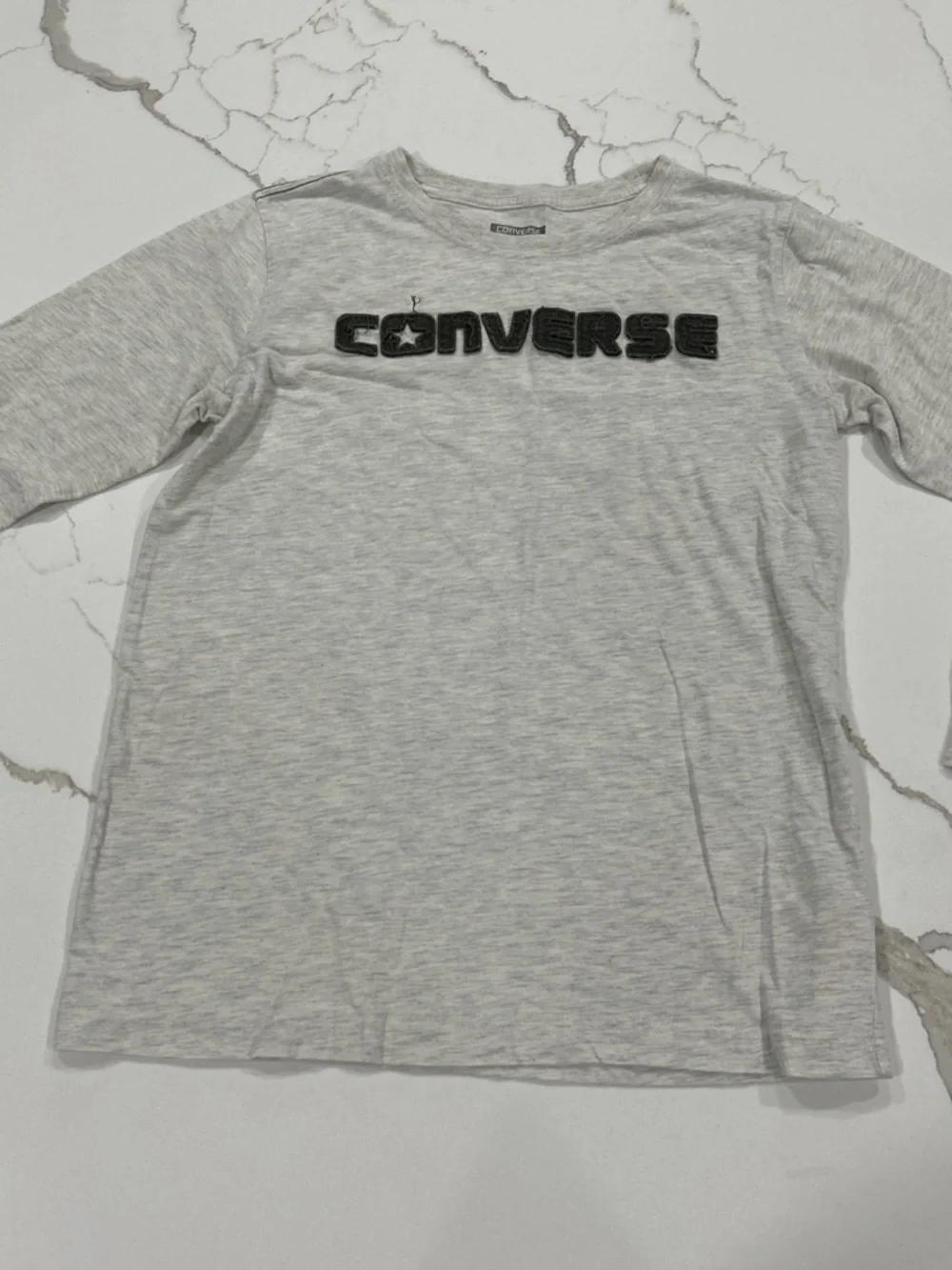 Converse Light Gray Long Sleeve Logo Tee for Kids
